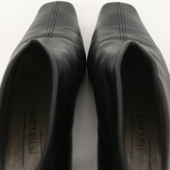 Peter Kaiser Black Leather Square Toe Slip On Block Heel Ankle Boot Sz 4.5 - Picture 11 of 15